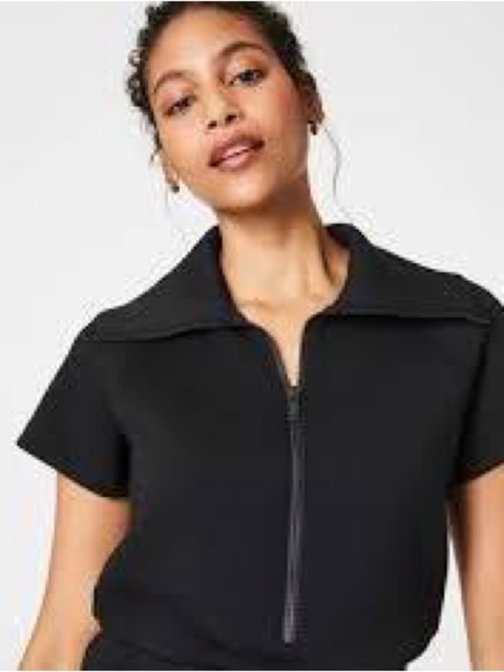 SPANX airessentials half zip romper in very black size medium
